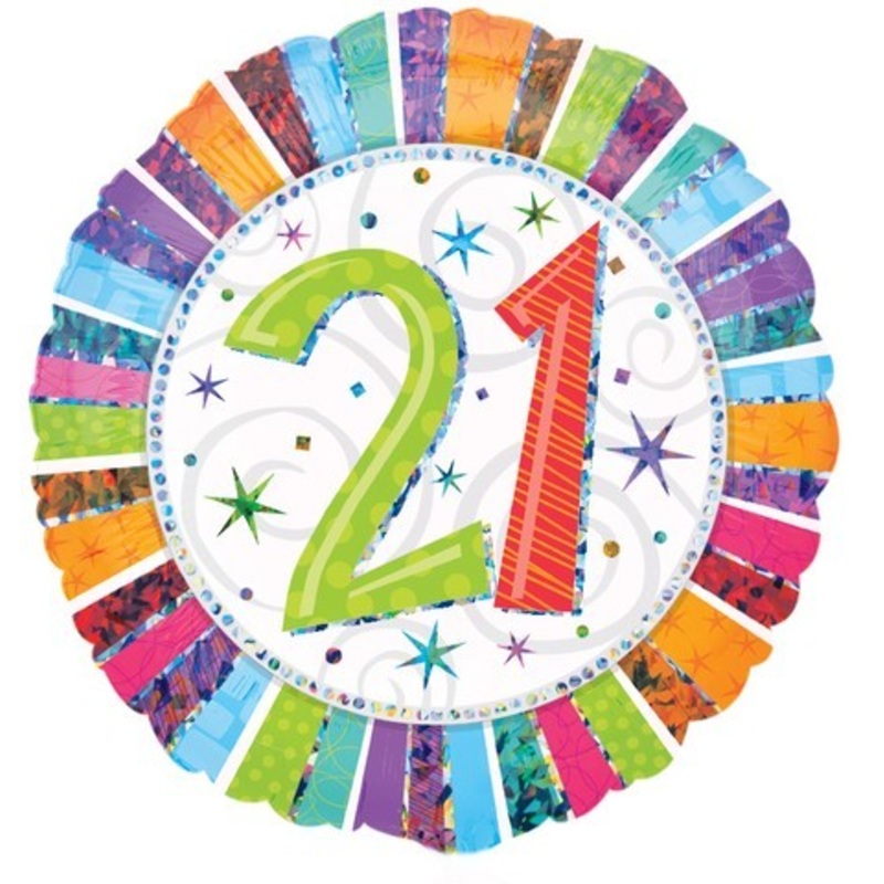 Colourful 21st Birthday Foil 18" Balloon