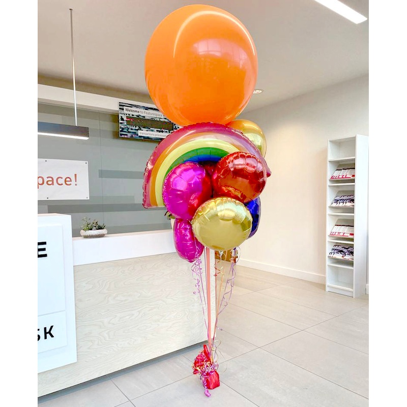 Corporate Paddle Balloon and Rainbow Bunch