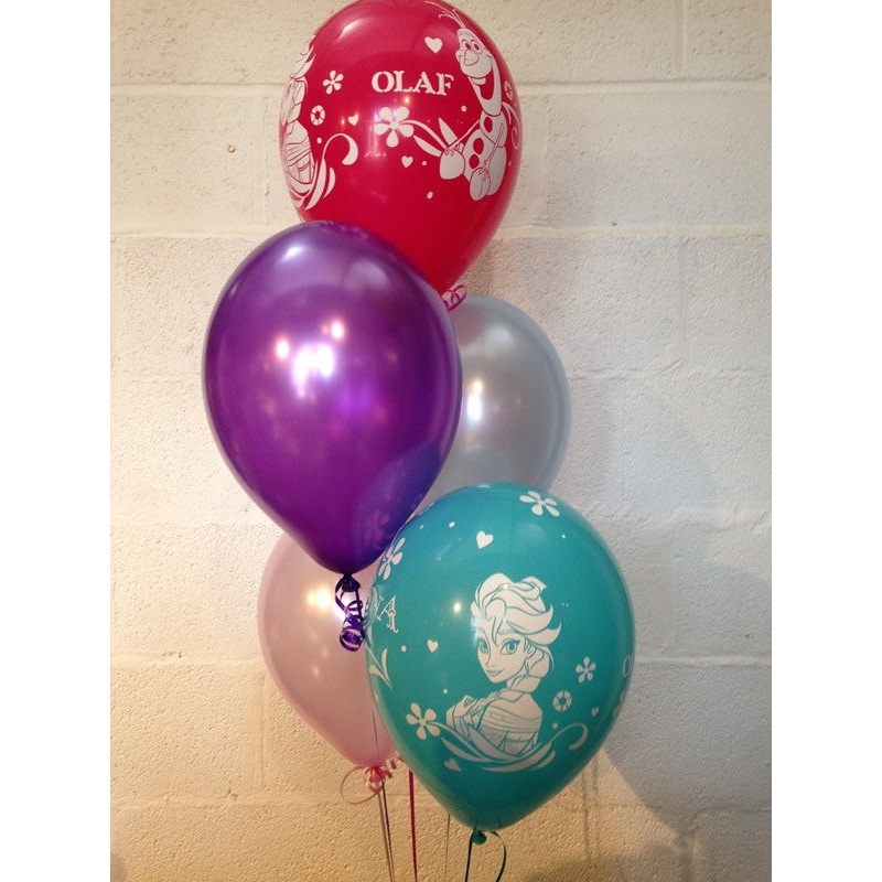Disney's Frozen Characters and Pearlised Latex Balloons (Helium Quality)