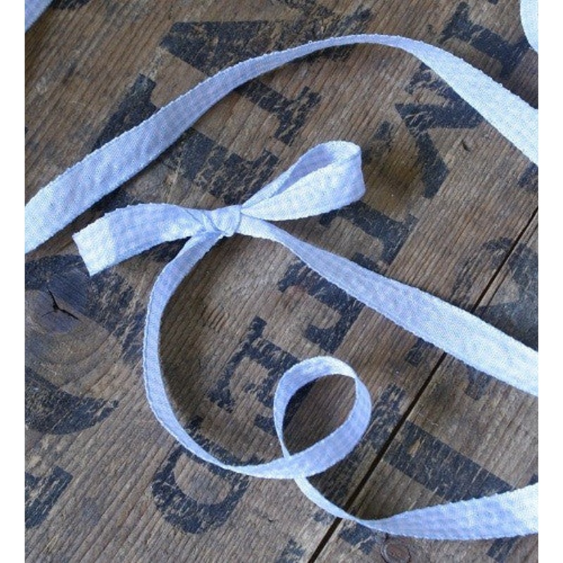 Gingham Ribbon Blue , 10mm x 5m