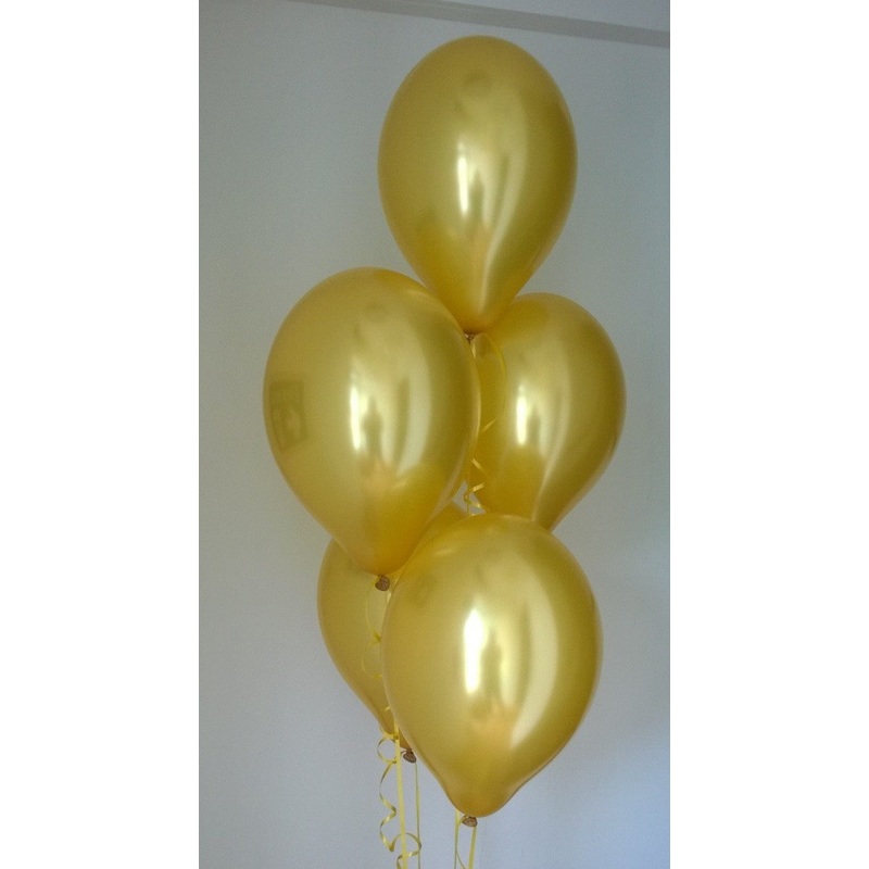 Gold Range Pearlised Latex Balloons with Curling Ribbon