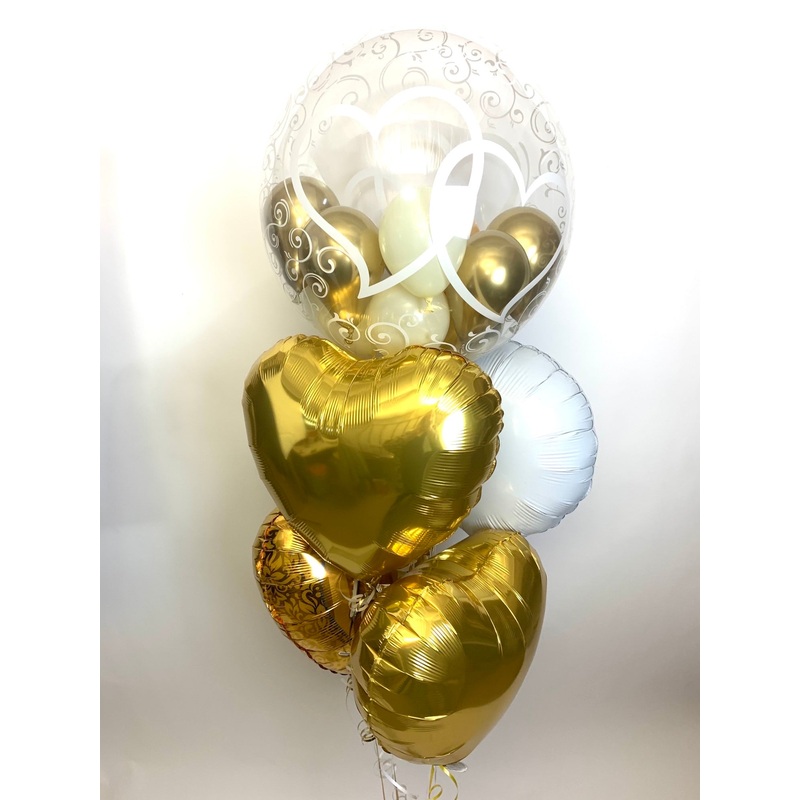 Golden Wedding Anniversary swirls bubble bunch