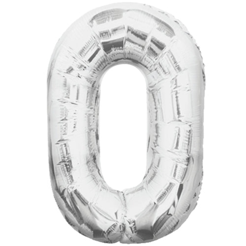 Number 0 Foil Shaped Balloon - Available in 6 colours