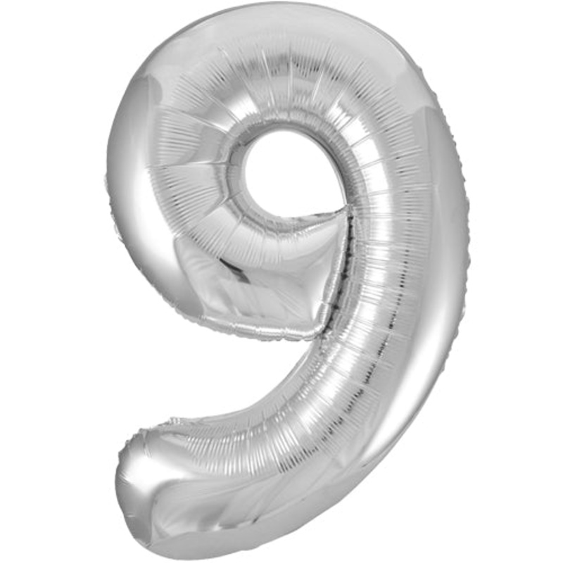 Number 9 Foil Shaped Balloon - Available in 6 colours