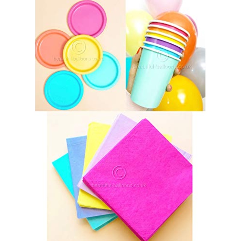Pastel Rainbow Party Kit - Cups, Napkins and Plates! complete kit