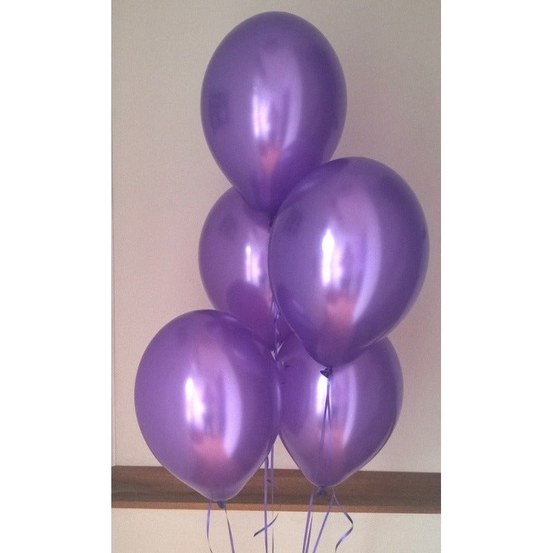 Regal Purple Pearlised Latex Balloons with Curling Ribbon