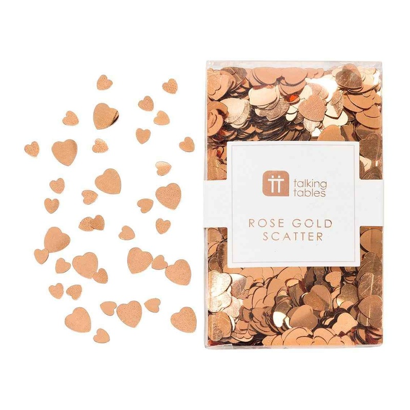 Rose gold heart table scatter sprinkle