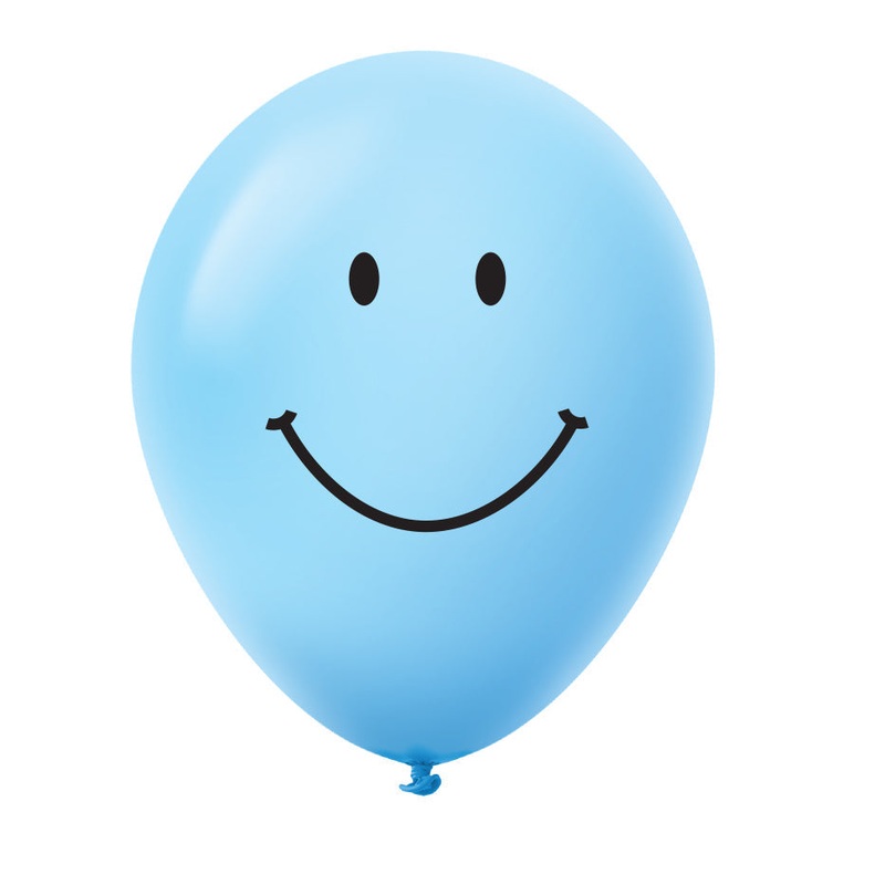11" Smiley Face Latex Balloons (25 Count) Pastel Blue