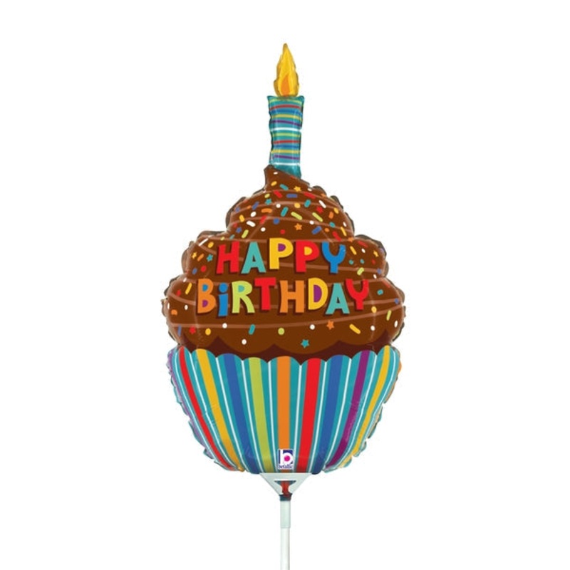 14" Airfill Only Birthday Chocolate Cupcake Foil Balloon