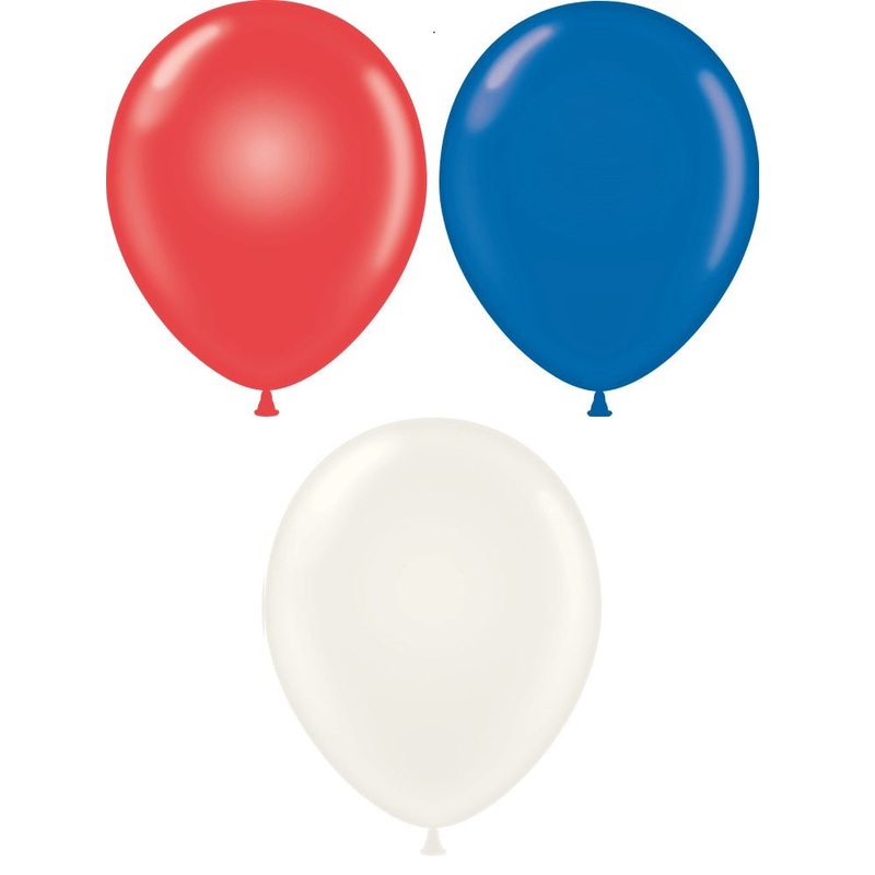 17" Crystal/Jewel Red, White & Blue Tuftex Latex Balloons (50 Per Bag)