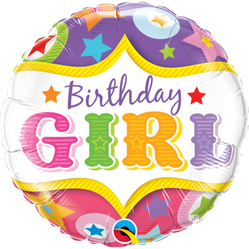 18" Birthday Girl Circus Stars Balloon