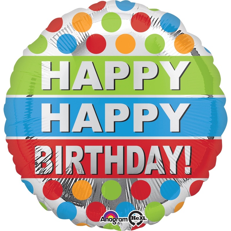 18" Happy Happy Colorful Dots Balloon