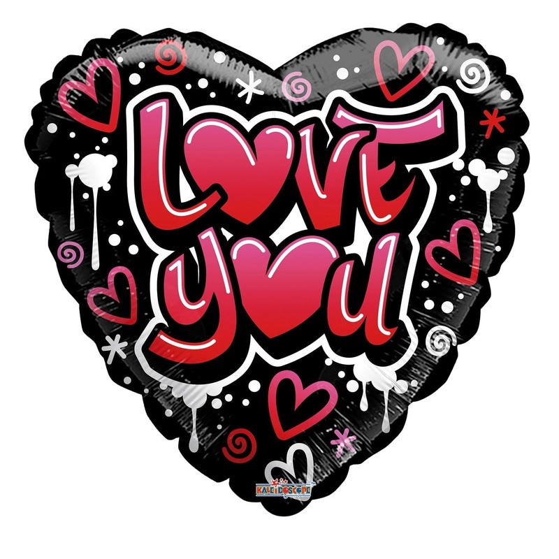 18" Love You Grafitti Gellibean Foil Balloon