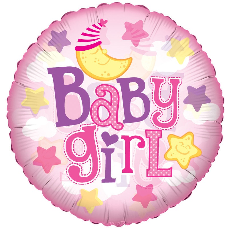 24" Baby Girl Moon Clear View Balloon