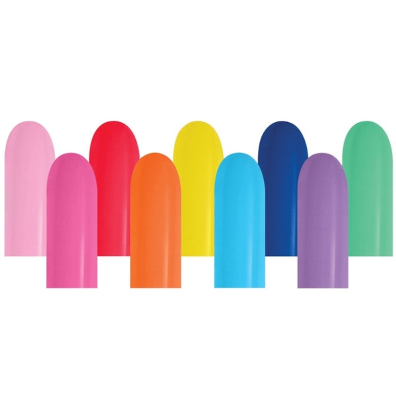 260 Nozzle Up Twisting/Modelling Latex Balloons (50 Per Bag) (Fashion White, Bubble Gum Pink, Yellow, Royal Blue, Forest Green, Red, Orange) Fashion Assorted Betallatex/Sempertex