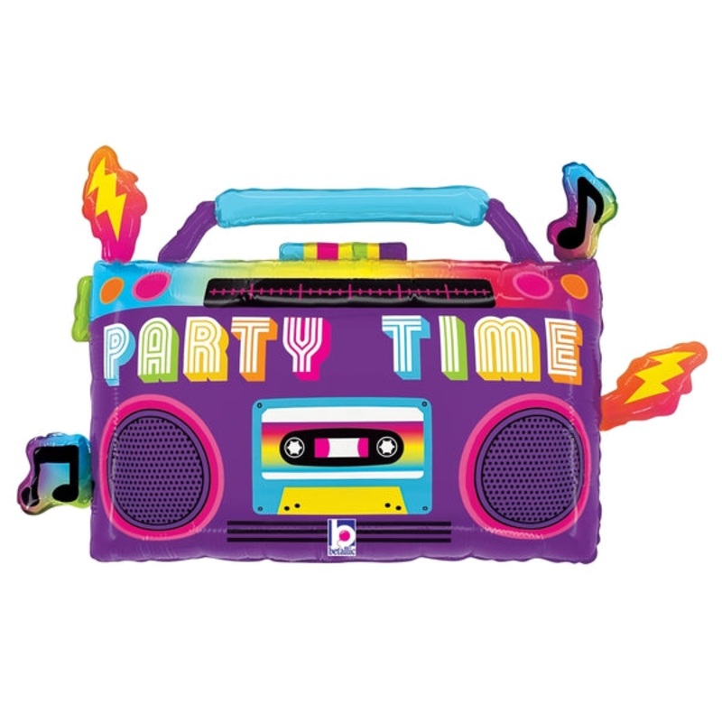 28" Party Time Boom Box Foil Balloon