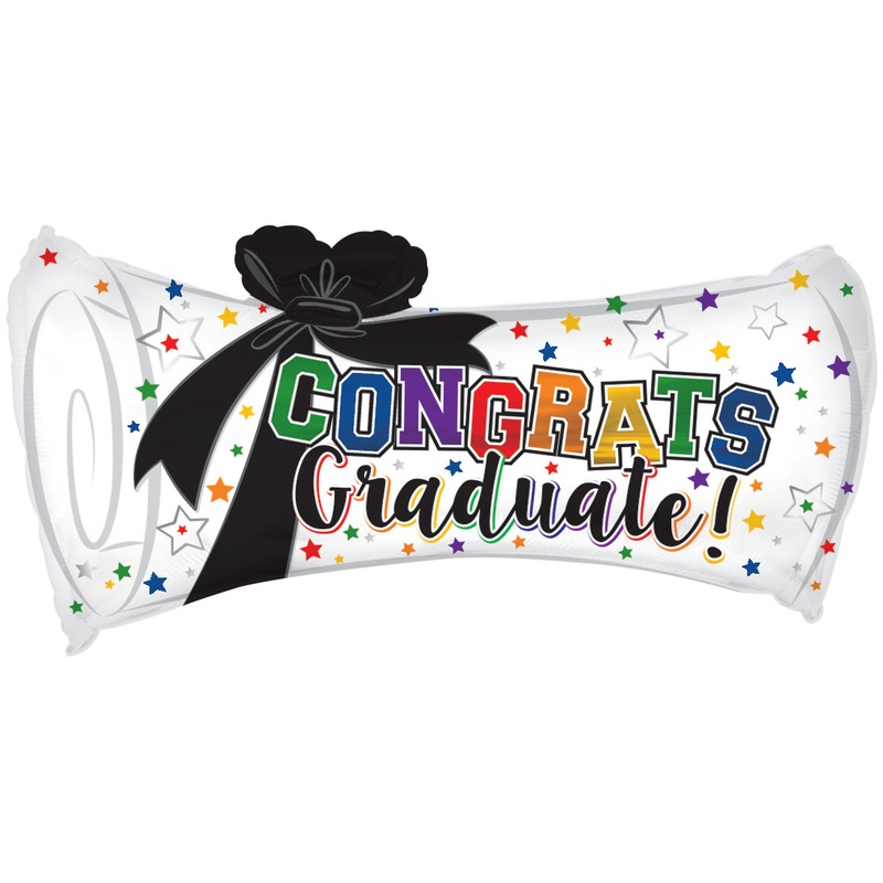 30" Diploma With Blue Foil Balloons
