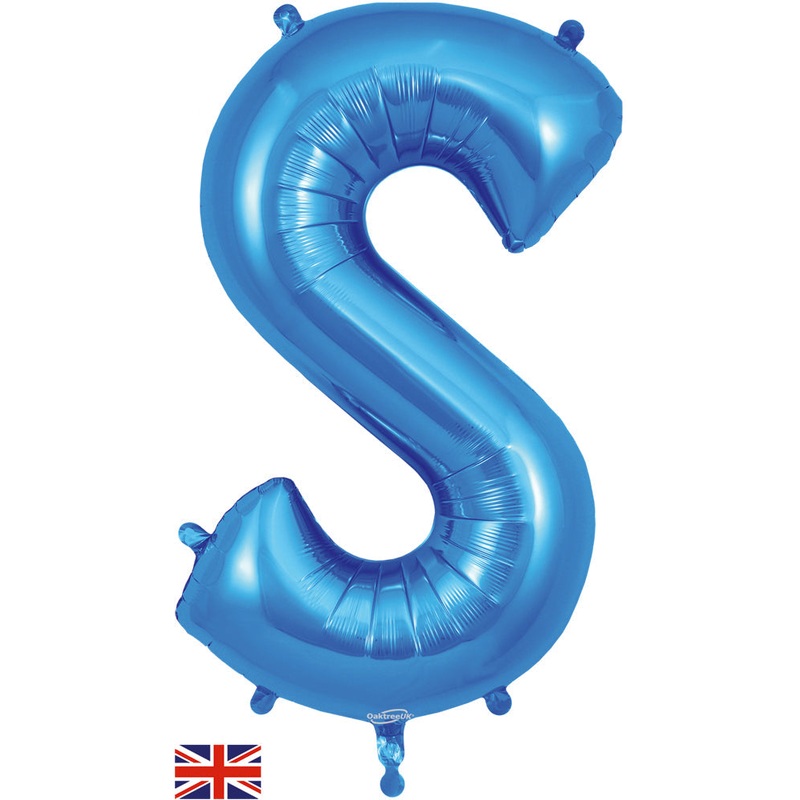 34" Letter S Blue Oaktree Brand Foil Balloon