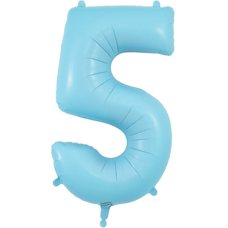 34" Number 5 Matte Blue Oaktree Foil Balloon