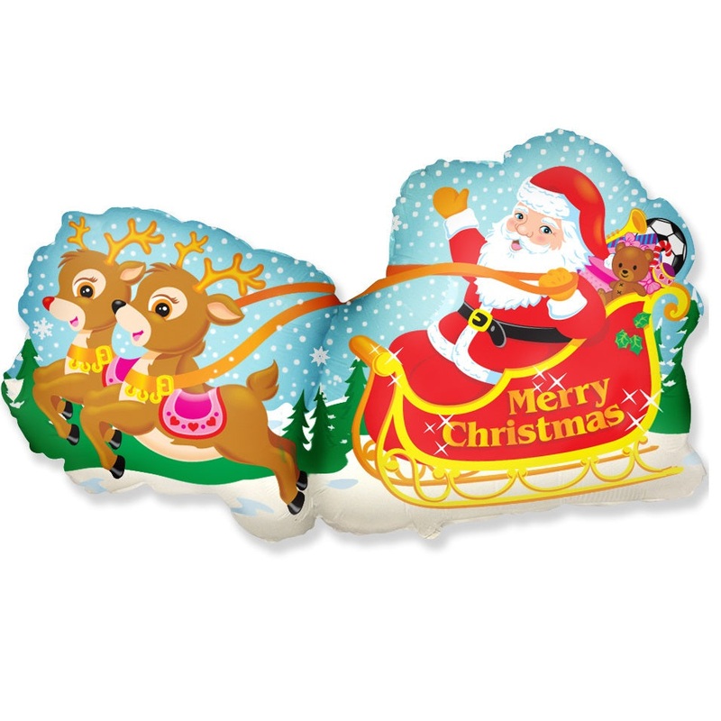 37" Xmas Sleigh Foil Balloon
