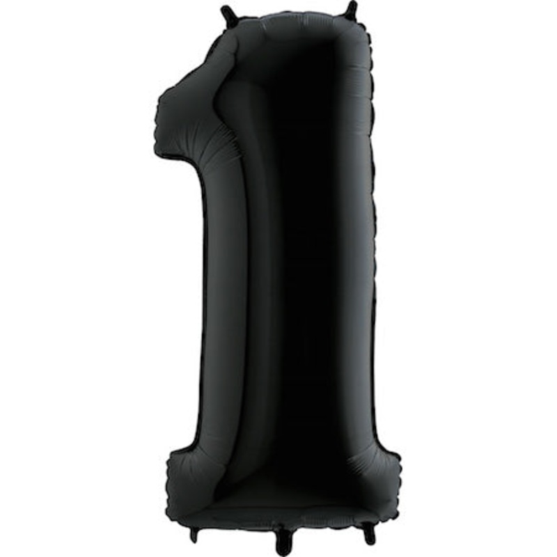 40" (34" Inflated) Megaloon Foil Shape Number Polybagged 1 Black Balloon