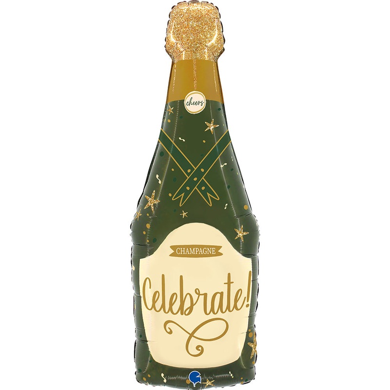 40" (34" Inflated) Sparkle Champagne Bottle Foil Balloon