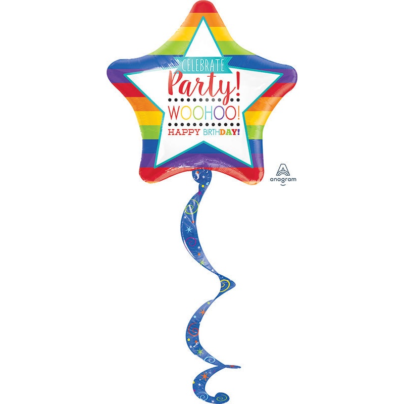 51" Coil Airwalker Balloon Woo Hoo Birthday Foil Balloon