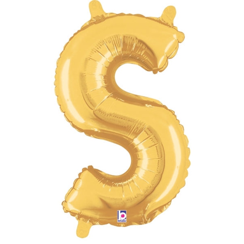 7" Airfill Only (requires heat sealing) Megaloon Jr. Letter Balloons S Gold