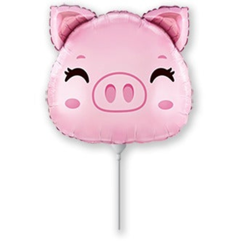 8" Airfill Only Pig Head Mini Foil Balloon