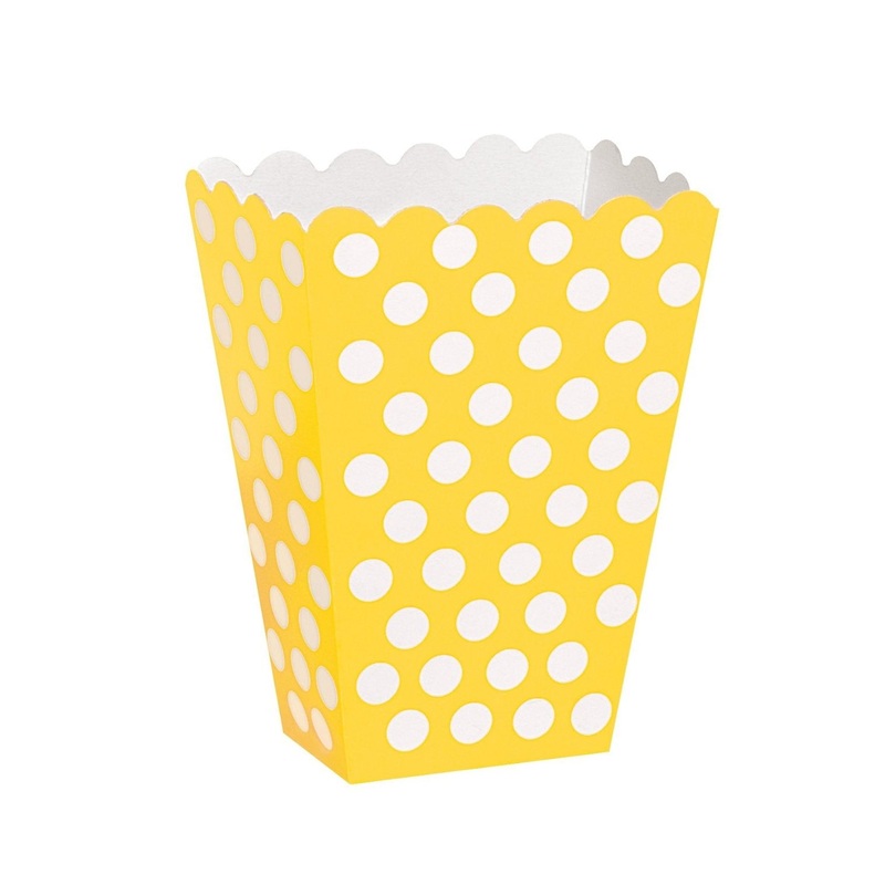 8 Polka Dot Treat Boxes (Yellow) With 8 Cellophane Bags