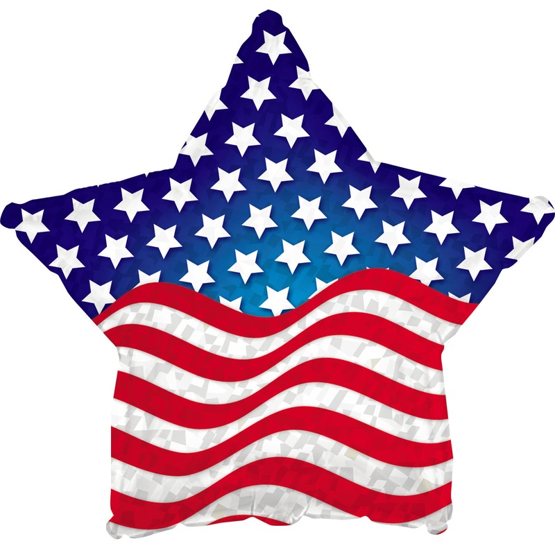 9" Airfill Only Patriotic USA Prism Star Foil Balloon