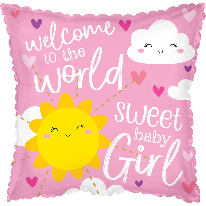 9" Airfill Only Welcome Baby Girl Foil Balloon