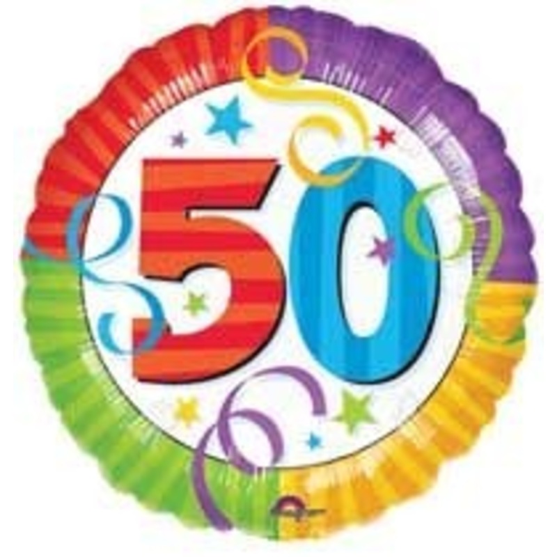 Colourful 50th Birthday Foil 18" Balloon
