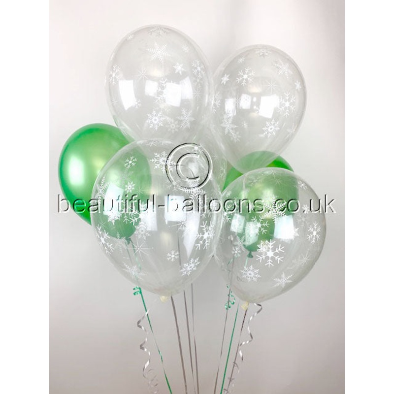 Woodland Snowflakes Pearlised Latex Balloons (Helium Balloons)