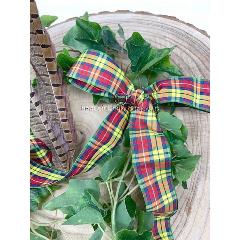 Yellow, Green and Red Tartan Ribbon