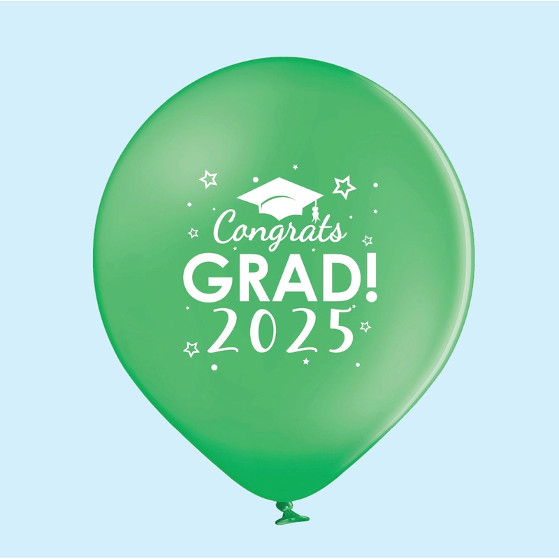 11" Congrats Grad 2025 Latex Balloons 25 Count Green