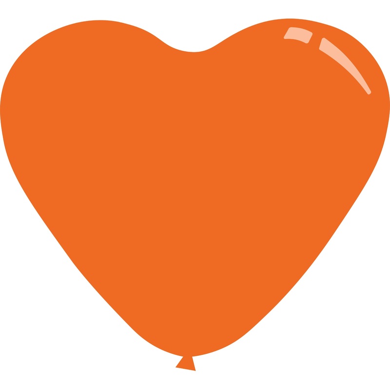 11" Standard Orange Decomex Heart Shaped Latex Balloons (100 Per Bag)