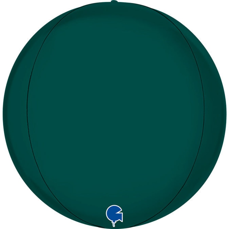 15" (22" Deflated) Globe Satin Emerald Green 4D Foil Balloon