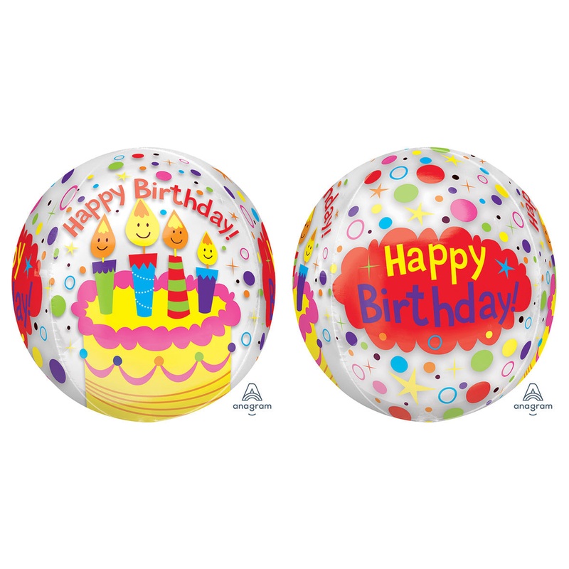 16" Orbz Happy Birthday Candles & Confetti Foil Balloon