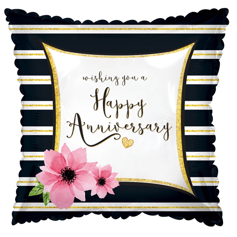17" Anniversary Stripes Foil Balloon