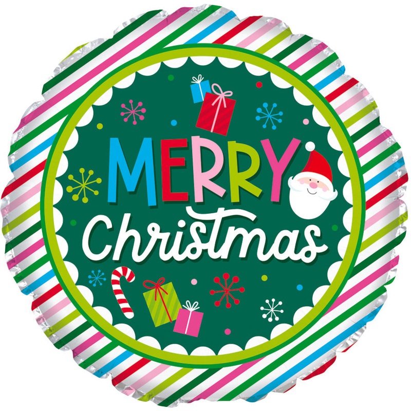 17" Merry Christmas Stripes Foil Balloon