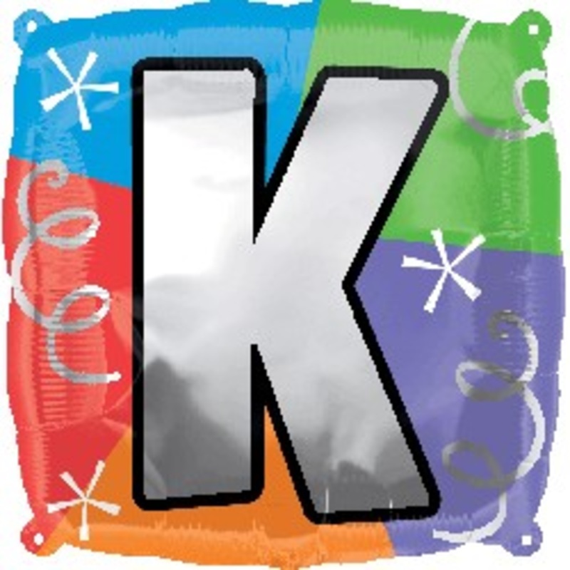18" Designer Square Letter Balloon "K"