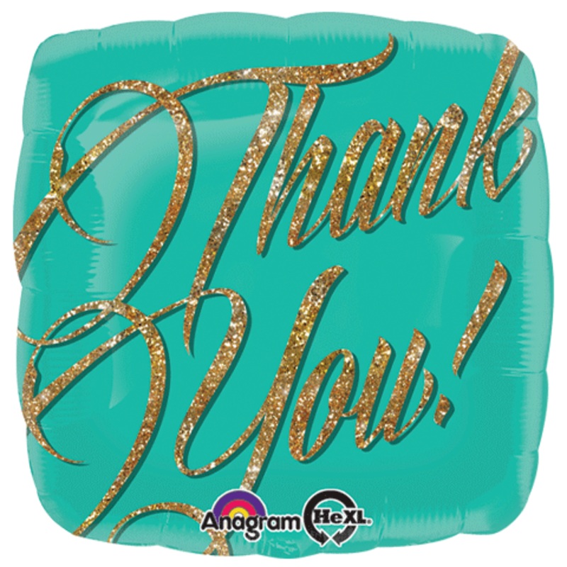 18" Gold Sparkle Thank You! Balloon