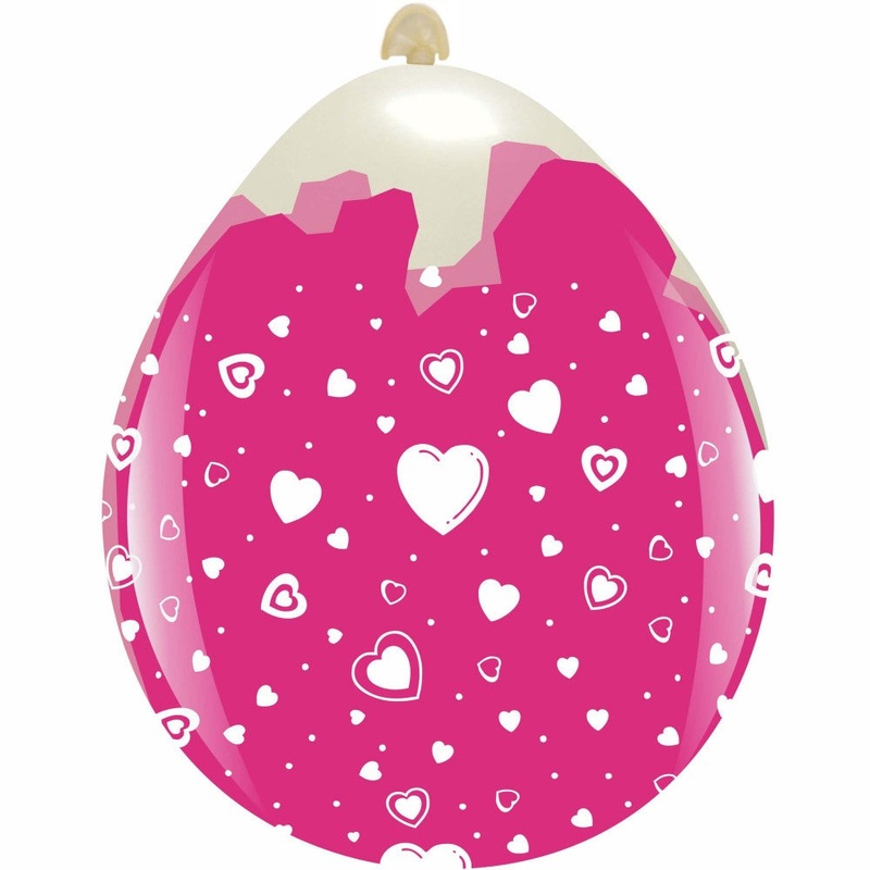 18" Hearts All Around (10 Per Bag) Cattex Brand Printed Stuffing Latex Balloons
