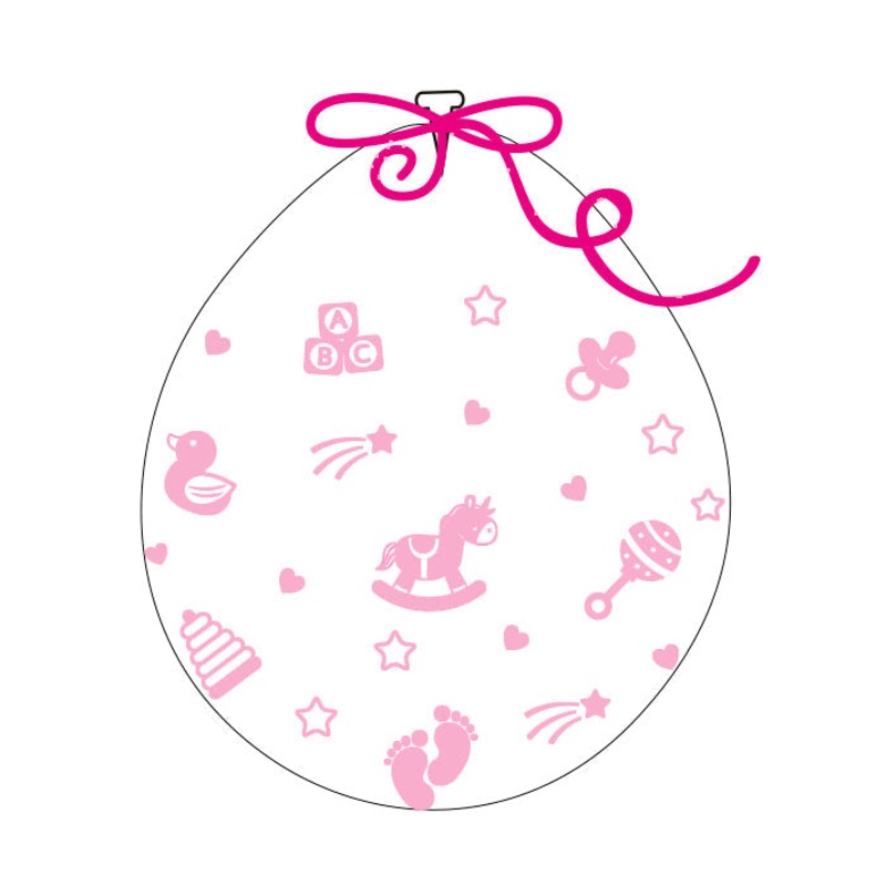 18" Latex Stuffing Balloons (25 Per Bag) Decomex Clear BABY TOYS with BABY PINK INK