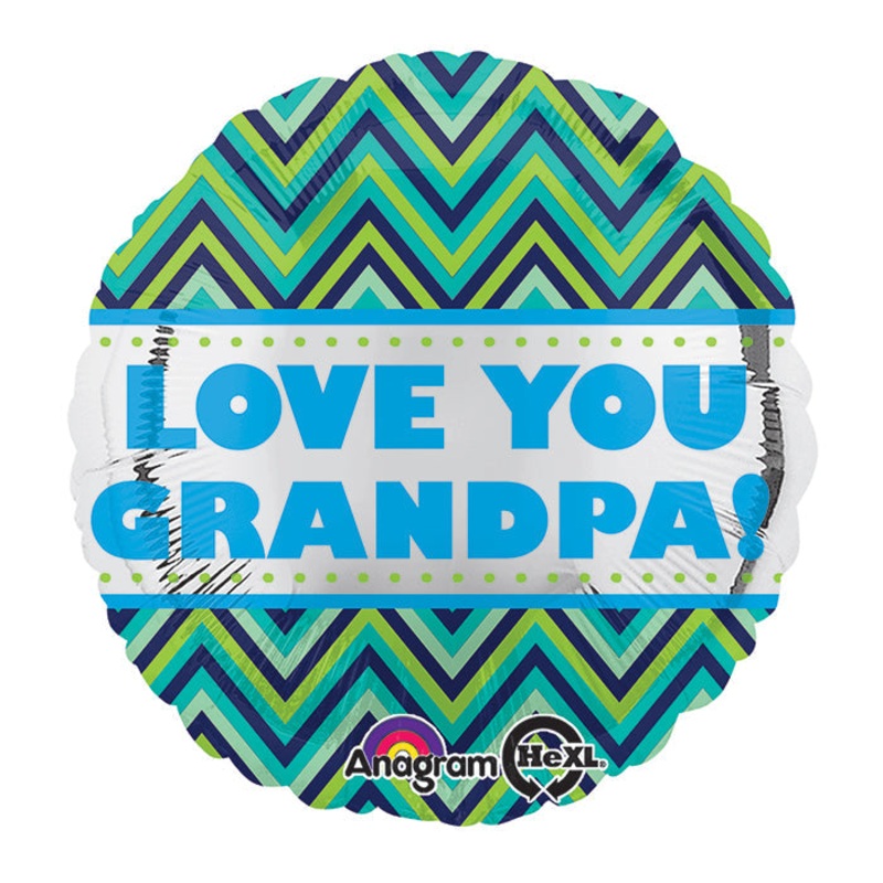 18" Love You Grandpa Chevron Balloon