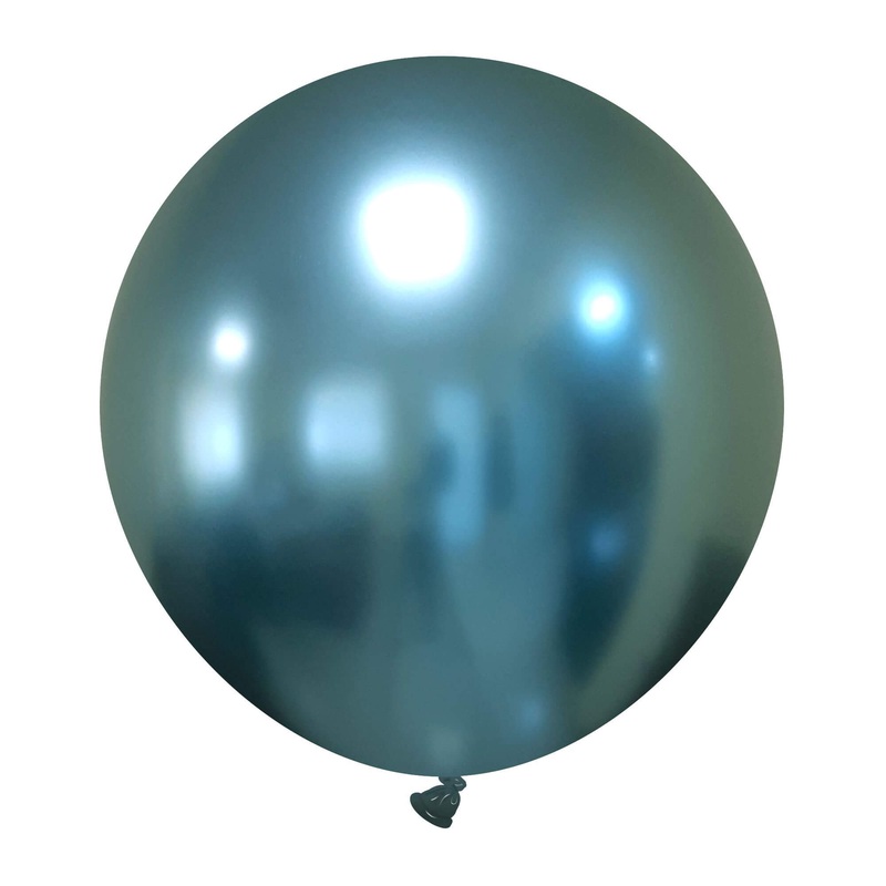 24" Cattex Titanium (Chrome/Mirror) Sky Blue Latex Balloons (1 Per Bag)