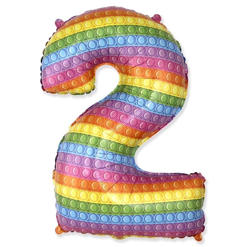 26" Inflated (32" Approx Uninflated) Flexmetal Medium Size Pop Number "2" Foil Balloon