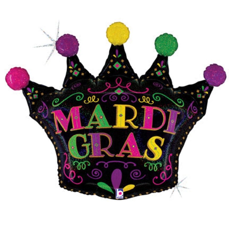 30" Mardi Gras Filigree Crown Foil Balloon