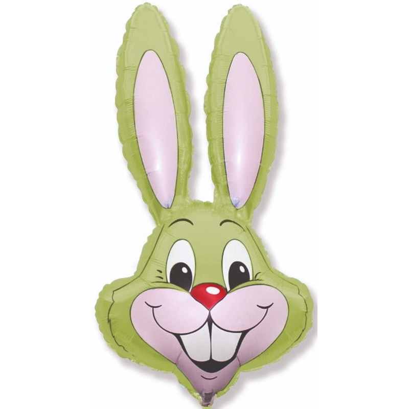 35" Bunny Rabbit Head Pastel Lime Green Foil Balloon